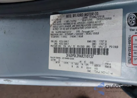 2010 Ford Fusion Hybrid from USA, damaged, VIN 3FADP0L39AR210137